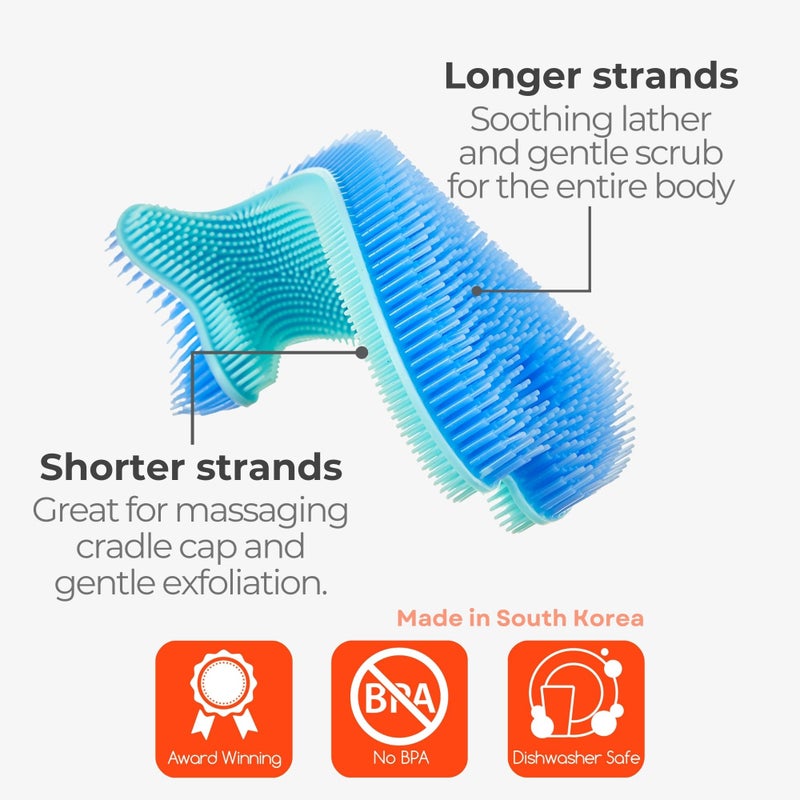 Innobaby Bathin' Smart Silicone Fish Bath Scrub, Aqua/Periwinkle - Image 3